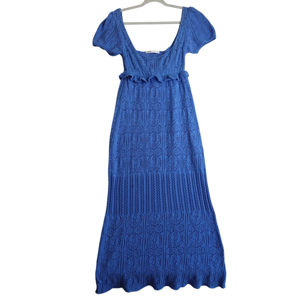Zara Royal Blue Crochet Maxi Dress